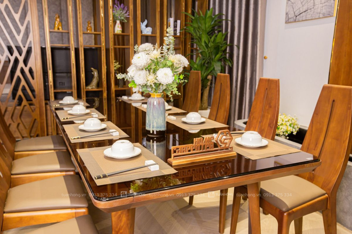 Bộ bàn ghế ăn gỗ tự nhiên Home Carpenter 03 – bàn 1m4, 4 ghế, thiết kế nhỏ gọn, hiện đại