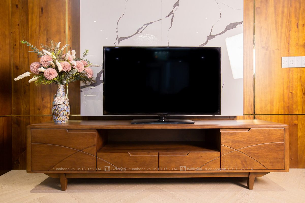 Kệ tivi gỗ tự nhiên Home Carpenter 01 – thiết kế hiện đại, dài 2m, phù hợp phòng khách sang trọng