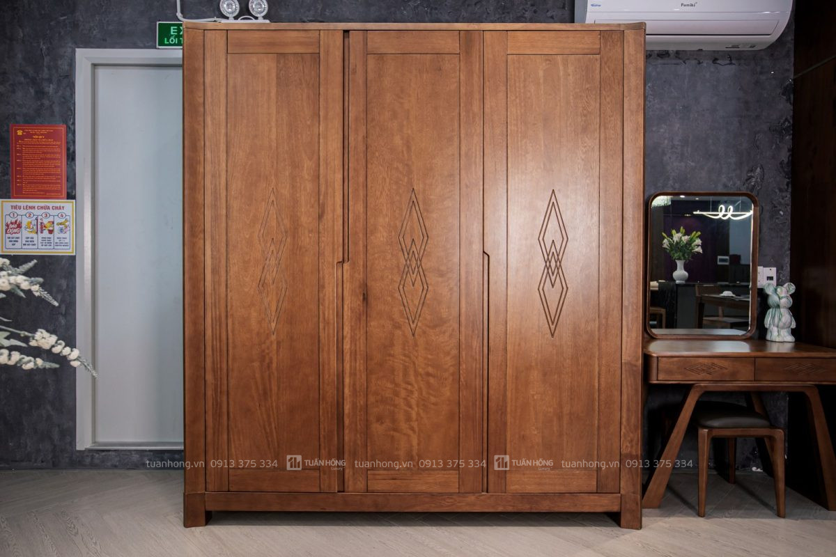 Tủ quần áo gỗ tự nhiên Home Carpenter 02 – thiết kế hiện đại, kích thước lớn, nhiều ngăn tiện dụng