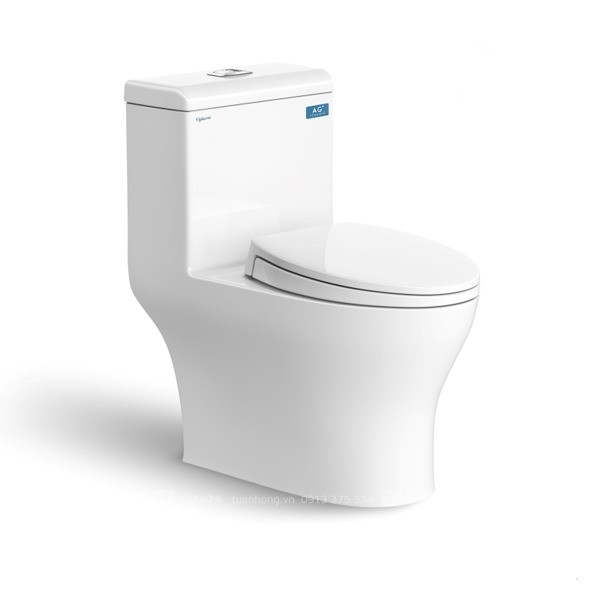 Bồn cầu 1 khối V45 Viglacera được thiết kế nguyên khối sang trọng, xả nhấn 2 chế độ tiết kiệm nước, nắp rơi êm