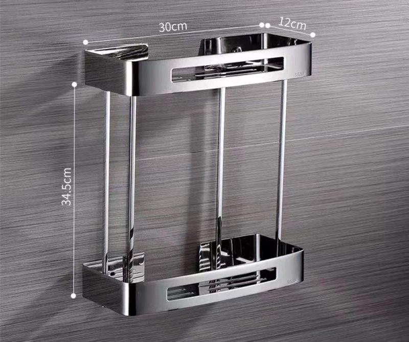 Kệ thẳng đôi 2 tầng mã 1508-2 làm từ inox SUS304 chống gỉ, bề mặt đánh bóng sáng
