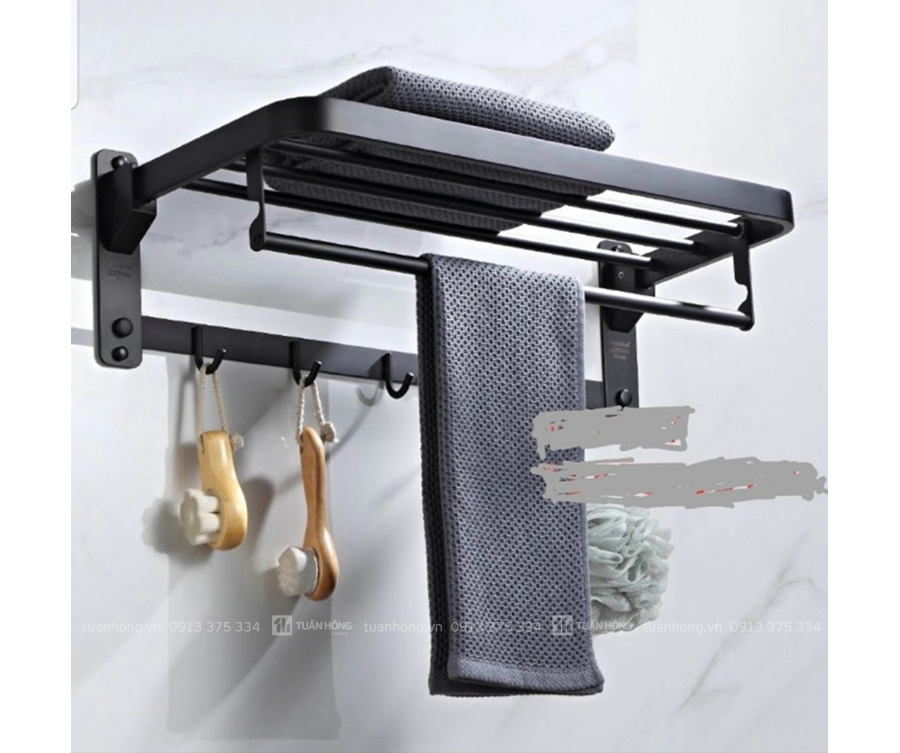 Vắt khăn giàn WaterMax 05 chất liệu inox SUS304 phủ sơn đen tĩnh điện, thiết kế hiện đại, đa năng