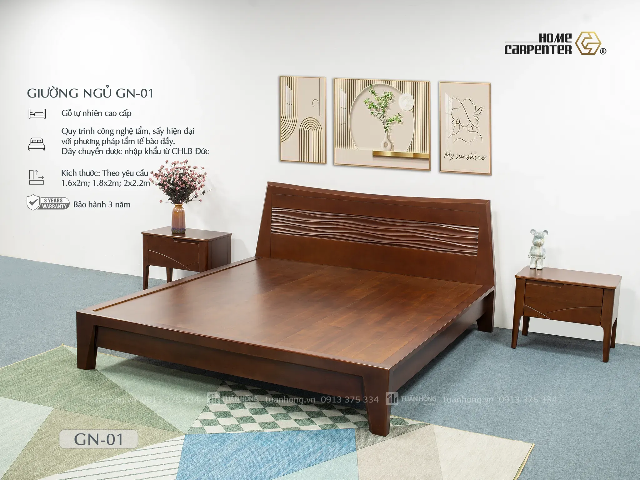 Giường Ngủ Gỗ Tự Nhiên Home Carpenter GN - 01