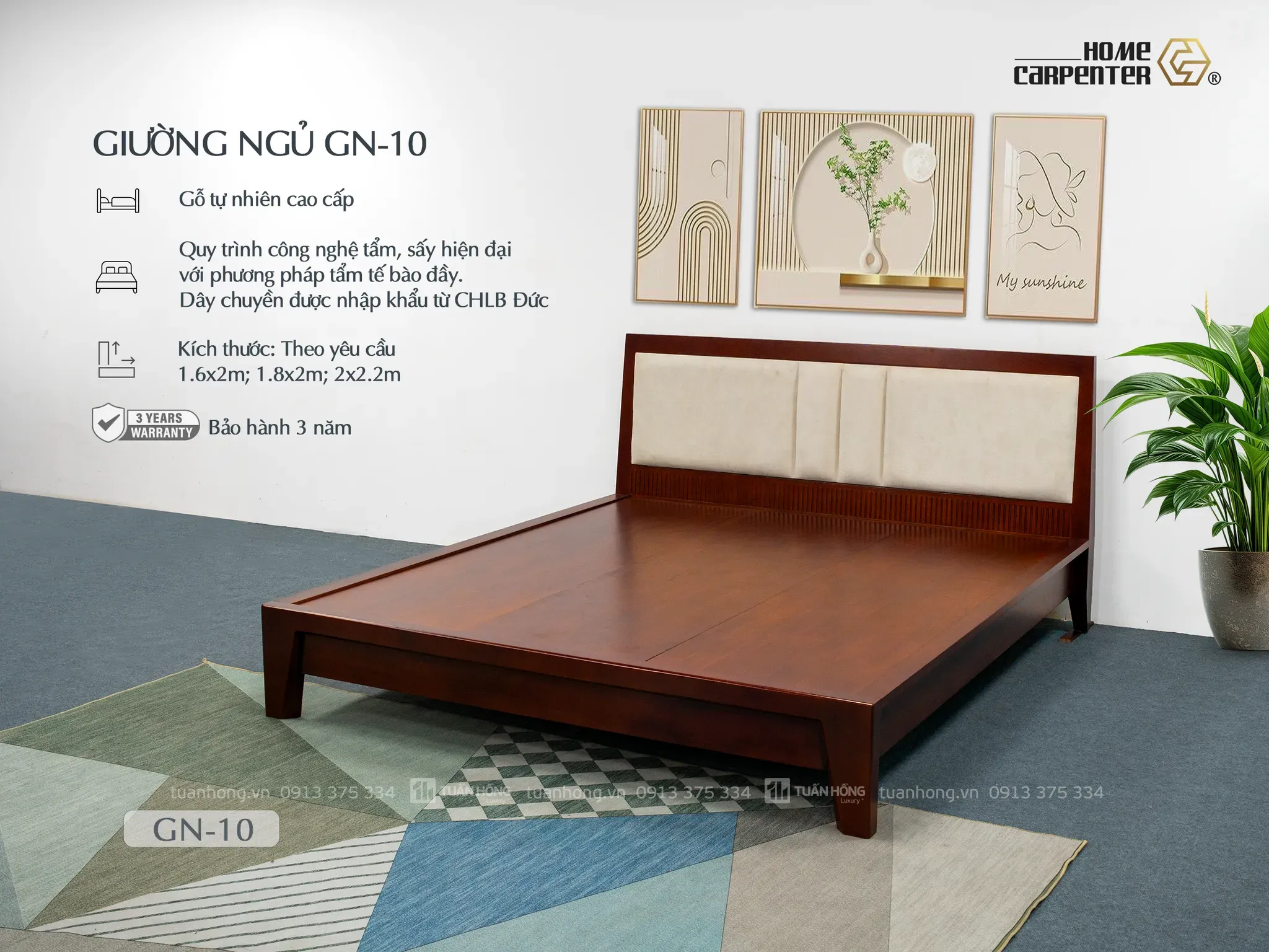 Giường ngủ gỗ tự nhiên Home Carpenter GN-10 - Ảnh 5