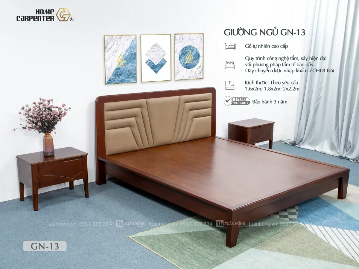 Giường ngủ gỗ tự nhiên Home Carpenter GN-13