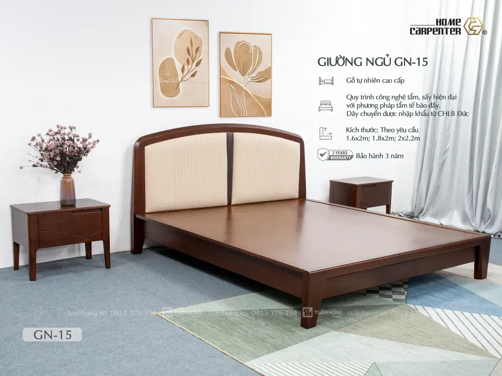 Giường ngủ gỗ tự nhiên Home Carpenter GN-15
