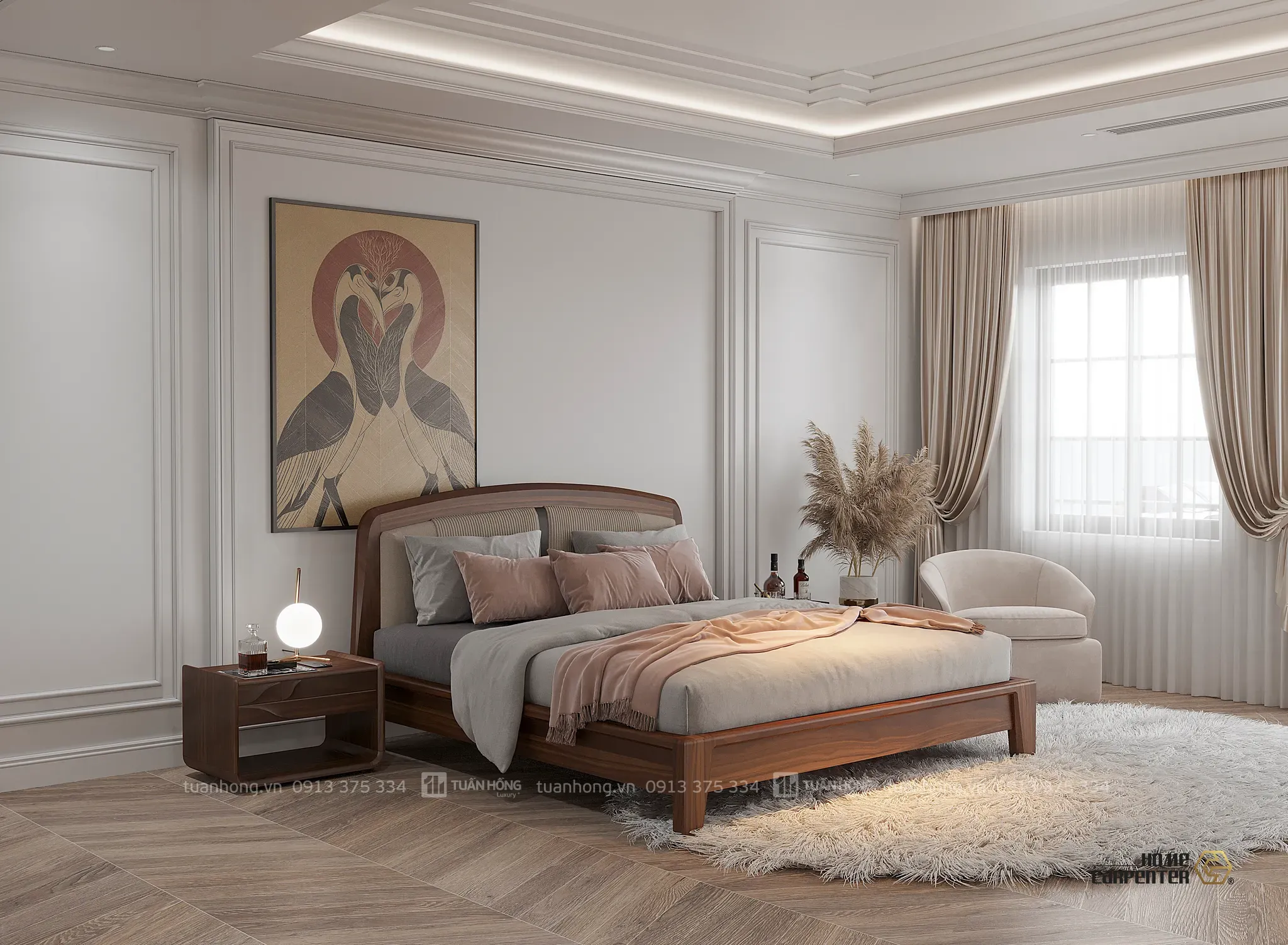 Giường ngủ gỗ tự nhiên Home Carpenter GN-15 - Ảnh 7